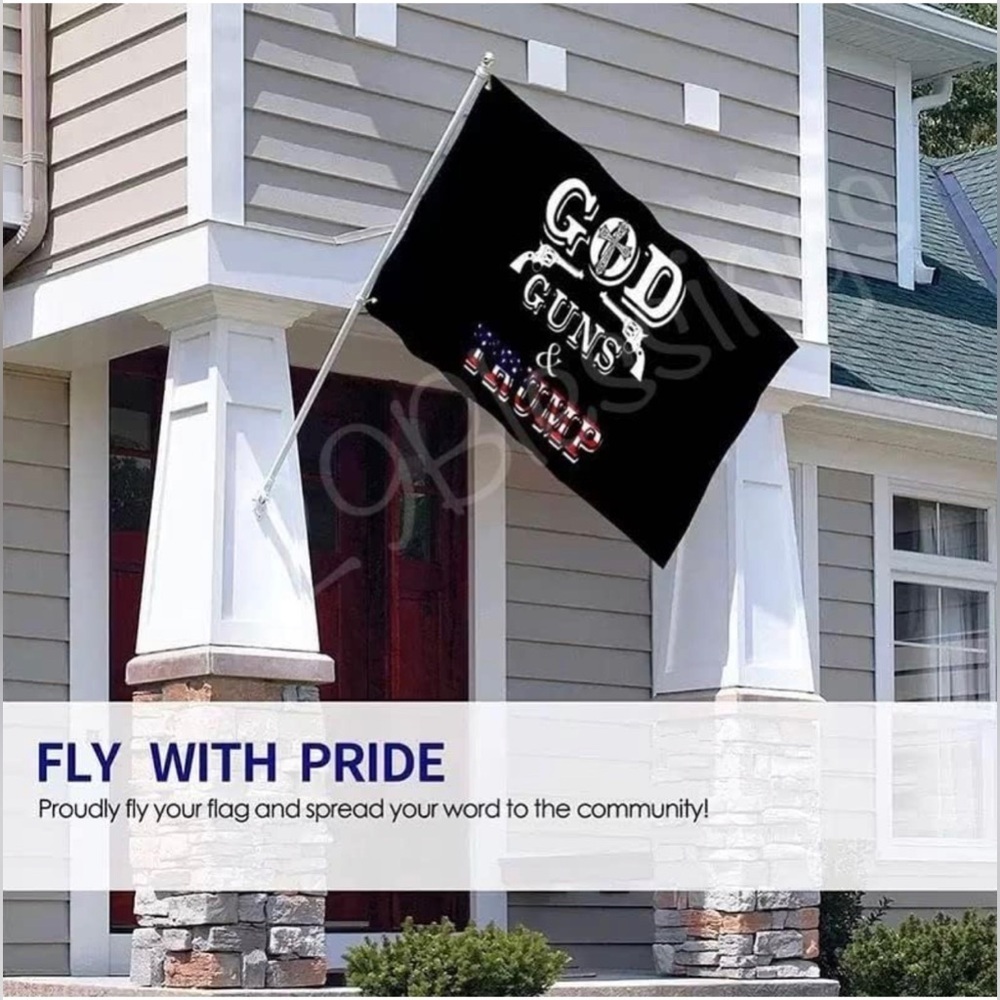 NEW Trump Flag God Guns & Trump 3x5FT Banner Indoor Outdoor Brass Grommets BlacK - Picture 3 of 3